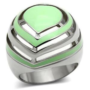 【送料無料】アクセサリー　ネックレスエナメルステンレススチールリング1140 color verde esmalte pintado a mano alto pulido anillo de acero inoxidable 316l