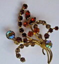 アクセサリー　ネックレスクリスタルブローチオーストリアシトリンビンテージbroche ancienne cristal austria citrine bijou vintage couleur or * 2945