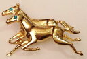 【送料無料】アクセサリー ネックレスヴィンテージブローチガラスbroche vintage couleur or rhodi 2 chevaux cristal vert top qualit numrot 626