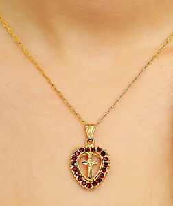 【送料無料】アクセサリー　ネックレストレーラメダイヨンゴールドガーネットクロスハートjoliko remolque medalln corazn cruz cristales granate oro follow the heart