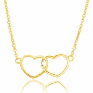 アクセサリー　ネックレススパークリングワインジュエリーシルバーネックレスハートゴールドピンクゴールドdos collar de corazn por espumoso joyera plata, oro o rosa oro vermeil