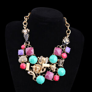 【送料無料】アクセサリー　ネックレスビッグゴールドネックレスターコイズゼブラcollar dorado grande animal elefante cebra caballo multicolor turquesa malva