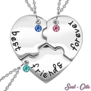 【送料無料】アクセサリー　ネックレスハートペンダントネックレスチェーンステンレススチールシルバーcorazn colgante de collar 3 teile cadenas acero inox amigos plata