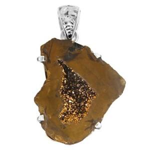 アクセサリー　ネックレスメキシコゴールドチタンペンダントシルバーbrillante titanio oro mejicano geode colgante de plata de ley 925