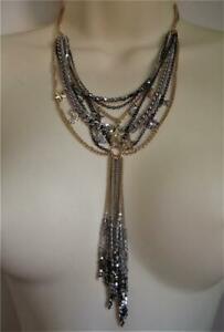 アクセサリー　ネックレスビビシルバーゴールドメッキネックレスタッセルスワロフスキークリスタルbibi bijoux de plata y oro plateado con borla encantos collar de cristal de swarovski bn