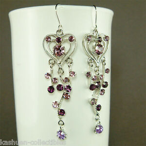 アクセサリー　ネックレスライラックスワロフスキークリスタルバイオレットクリスマスパーティーcon cristal swarovski lila ~ violeta amor corazn ~ boda fiesta navidad