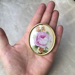 ̵ۥ꡼ͥå쥹⡼֥ӥơ֥grande broche vintage en porcelaine de limoges porcelain brooch