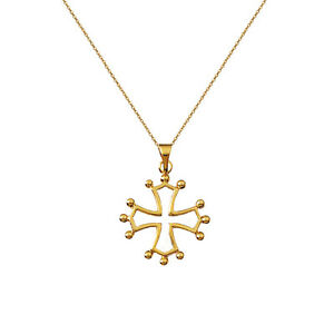 【送料無料】アクセサリー　ネックレスクロイロクシタンプラークヌフlot pendentif croix occitane en plaqu or 18ct chane neuf longueur au choix