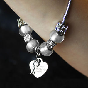 【送料無料】アクセサリー　ネックレスキーブレスレットビーズllave de pulsera con dijes de hielo blanco grabado idea regalo de cumpleaos para mujeres 21st 40th