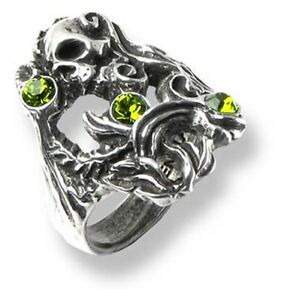 【送料無料】アクセサリー　ネックレスゴシックベルエポックアブサンガラスグリーンスカルリングalchem..