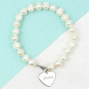 アクセサリー　ネックレスホワイトカスタムブレスレットパールハートpersonalizado pulsera blanco agua dulce perla corazn grabado regalo de su aniversario