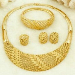 【送料無料】アクセサリー　ネックレスメッキリーフアフリカンパーティーafricano chapado en oro leaf diseo fiesta conjunto de joyas para mujer