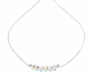 アクセサリー　ネックレススワロフスキースターリングシルバーネックレス6mm varios cristales ab briolette de swarovski collar de plata esterlina