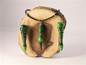 【送料無料】アクセサリー　ネックレスブラックグリーンネックレスイヤリングセットnegro verde collar aretes conjunto remolinos seal joyas accesorios hechos a mano