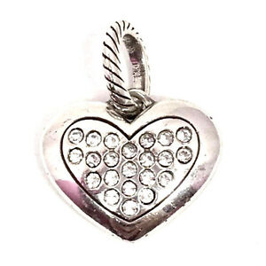 アクセサリー　ネックレスブライトンアモーレシルバーbrighton amore charm corazn,j91622 acabado en plata,cristales transparentes