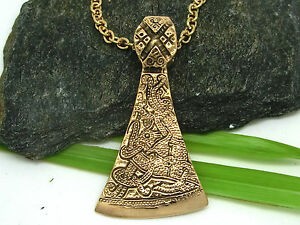 アクセサリー　ネックレスセルティックペンダントサイズブロンズブレードtalla celta hacha bronce colgante hoja hacha con adornos