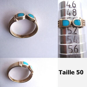 アクセサリー　ネックレスアルジェントターコイズビンテージレトロモチーフラbague vintage argent et turquoise motifs symtrique rtro , la taille 50,