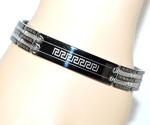 【送料無料】アクセサリー　ネックレスアルジェントブレスレットbracciale acciaio uomo argento grigio scuro maglia semirigida bracelet f10