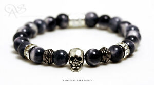 【送料無料】アクセサリー　ネックレスビーズブレスレットブレスレットブレスレットperlas pulsera jade 925 plata skull calavera seora pulsera caballero bracelet