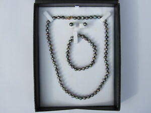 【送料無料】アクセサリー　ネックレスボックスnegro perla conjunto en caja joyas(4)