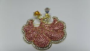 【送料無料】アクセサリー　ネックレスピンククリスタルブローチダンスパートナーcristal precioso rosa bailando pareja broche color dorado