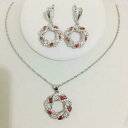 【送料無料】アクセサリー ネックレスペンダントネックレスイヤリングセットla cz chapado en plata colgante collar arete...