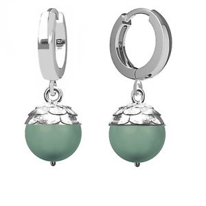 アクセサリー　ネックレスフックイヤリングスターリングシルバースワロフスキードングリビーズpendientes de gancho de plata esterlina 925 swarovski cristales de perlas de jade bellota