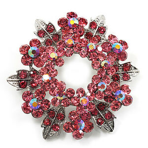 アクセサリー　ネックレスライトピンククラウンガラススナップluz rosa de cristal corona broche metal plateado