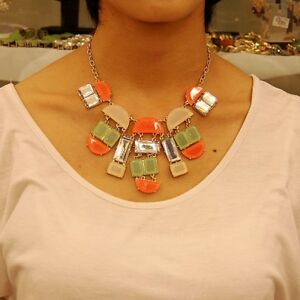 アクセサリー　ネックレスコリアーアールデコオリジナルベージュソアレcollier art deco gomtrique corail vert beige moderne original soire ks 2