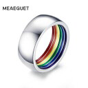 【送料無料】アクセサリー ネックレスステンレススチールリングmeaeguet inside rainbow lgbt ring for men stainless steel wedding ring 8mm wide1