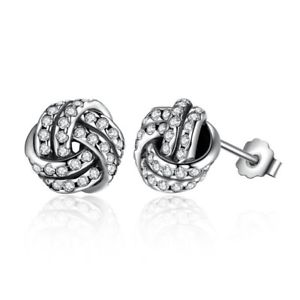 【送料無料】アクセサリー ネックレスポンドノットイヤリングplata esterlina 925 nudos brillantes aretes para mujer