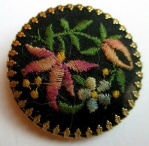 【送料無料】アクセサリー ネックレスロンドラノワールヴィンテージancienne broche ronde couleur or tapisserie couleur fond noir bijou vintage 4476