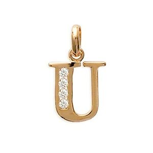 【送料無料】アクセサリー　ネックレスプラークジルコニウムヌフpendentif initiale lettre u plaqu or et oxydes zirconium neuf