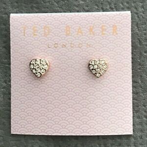 アクセサリー　ネックレステッドベーカークリスタルピンクゴールドトーンピンハートイヤリングted baker llegaba pave corazn de cristal pendientes con pasador tono oro rosa