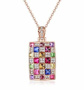 ̵ۥ꡼ͥå쥹եꥹޥ顼ڥȥͥå쥹ԥ󥯥ɥcristales de swarovski multi color collar colgante regalo medalln de oro rosa