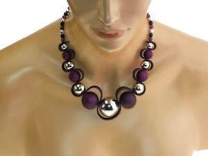 【送料無料】アクセサリー　ネックレスコリアージグザグノワールcollier zigzag prune, noir et argent..