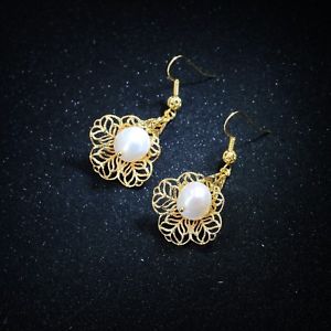 ̵ۥ꡼ͥå쥹Хå֥ץ顼kboucles doreilles muguet dentelle perle culture baroque blanc plaqu or 18k yd