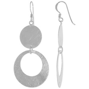 アクセサリー　ネックレススターリングシルバーイヤリングplata de ley crculos pendientes, cristalizado acabado