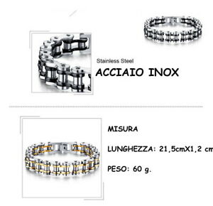 【送料無料】アクセサリー ネックレスカテナモトバイクネロゴールドアルジェントbracciale catena moto bici acciaio inox braccialettonerooroargentoregalo