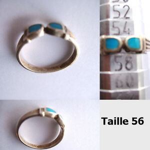 アクセサリー　ネックレスアルジェントターコイズモチーフbague argent anienne turquoise motifs symtrique, la taille 56