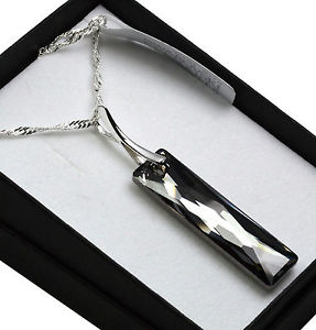 hokushinの【送料無料】アクセサリー　ネックレスシルバークイーンサイズバゲットナイトスワロフスキークリスタルシルバーネックレスセット925 collar de plataconjunto de plata de reina baguette * la noche * cristales de｜アングル3