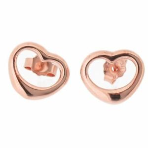 アクセサリー　ネックレススターリングシルバーピンクゴールドオープンハートイヤリングピンplata esterlina 925 con oro rosa corazn abierto pendientes con pasador al tacto joyas