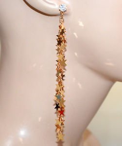 【送料無料】アクセサリー　ネックレスゴールドドナorecchini oro dorati stelle pendenti lunghi donna strass cristallo eleganti a45