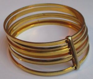 【送料無料】アクセサリー　ネックレスブレスレットビンテージレトロポリシー6 bracelets semainier rtro rigide bijou vintage couleur or poli brillant 3170