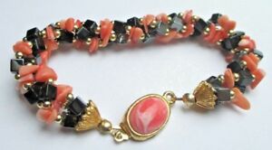 【送料無料】アクセサリー　ネックレスユニークブレスレットビンテージノワールヘマタイトローズunique bracelet bijou vintage perles couleur or noir hmatite corail rose 3256