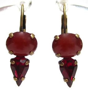 アクセサリー　ネックレスガラスイヤリングガーネットビンテージハンドメイドドロップsoho ohrhnger aretes gotas vidrio vintage garnet carneol 1960´s handmade