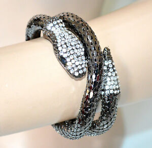 【送料無料】アクセサリー　ネックレスドナセミリジッドbracciale serpente grigio nero donna semi rigido schiava strass cristalli b34