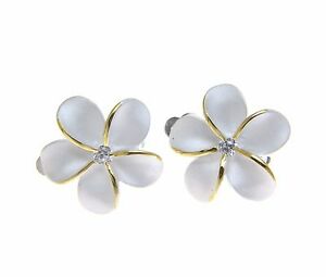 【送料無料】アクセサリー　ネックレススターリングシルバーハワイプルメリアイヤリングクリップplata de ley 925 hawi plumeria pendientes de flor 18mm 2t de clip