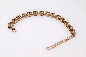 アクセサリー　ネックレステニスブレスレットゴールドスワロフスキークリスタルピンクシルクpulsera de tenis de seda chapado en oro rosa con elementos de cristal de swarovski