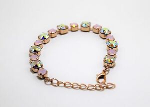 アクセサリー　ネックレスピンクスワロフスキークリスタルテニスブレスレットchapado en oro rosa pulsera de tenis multicolores con elementos de cristal de swarovski